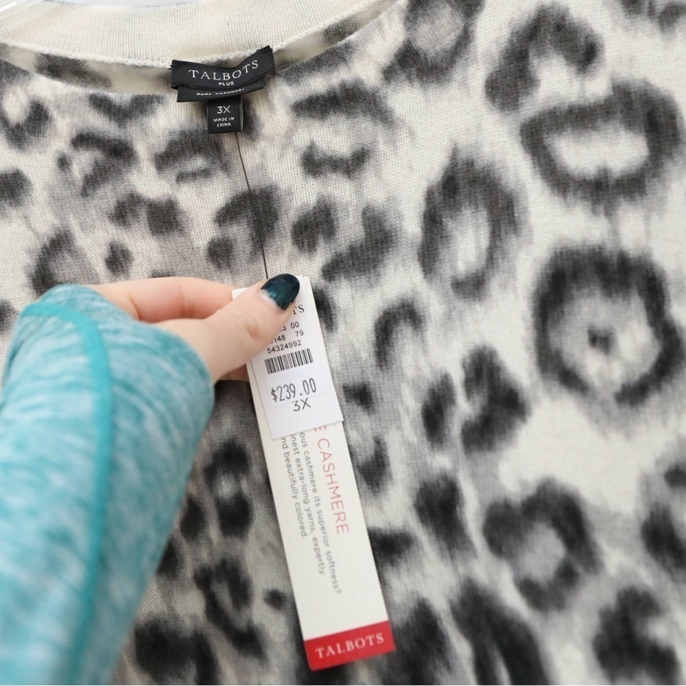 NWT Talbots Cashmere Audrey Sweater Elegant Leopard Animal print 3X plus size - Picture 5 of 10